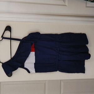Tommy Hilfiger blue and red girls romper size L G (12 14) NWT
